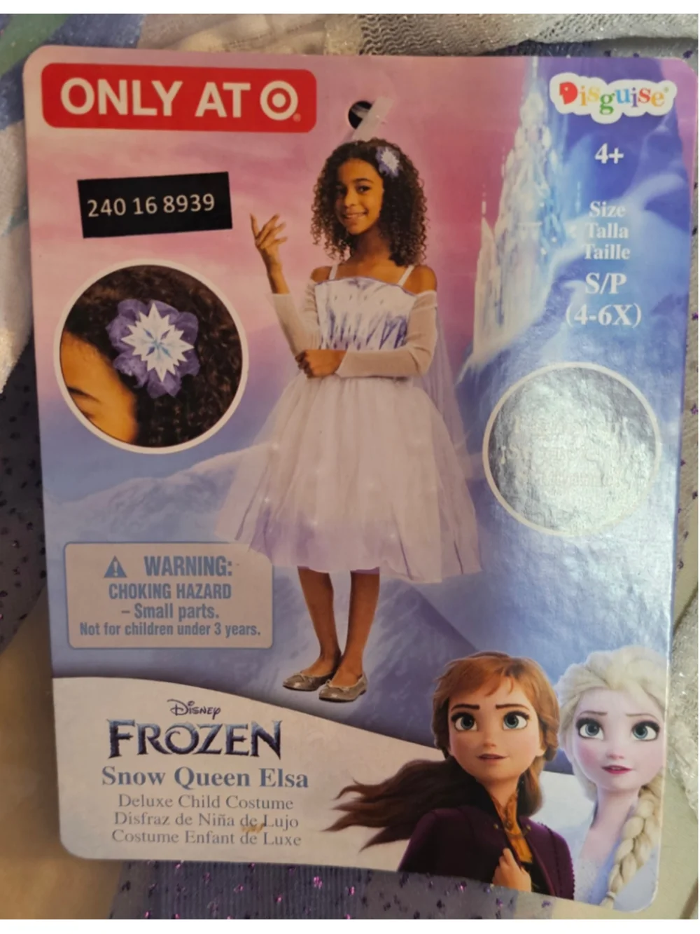 Girls Disguise Disney Frozen Elsa Costume Size 4-6X White Purple